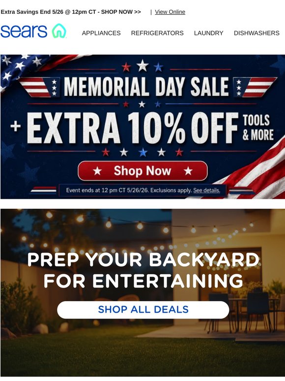 Time’s running out! Memorial Day fun ends 5/26 at noon! Don't miss out on an extra 10% off!