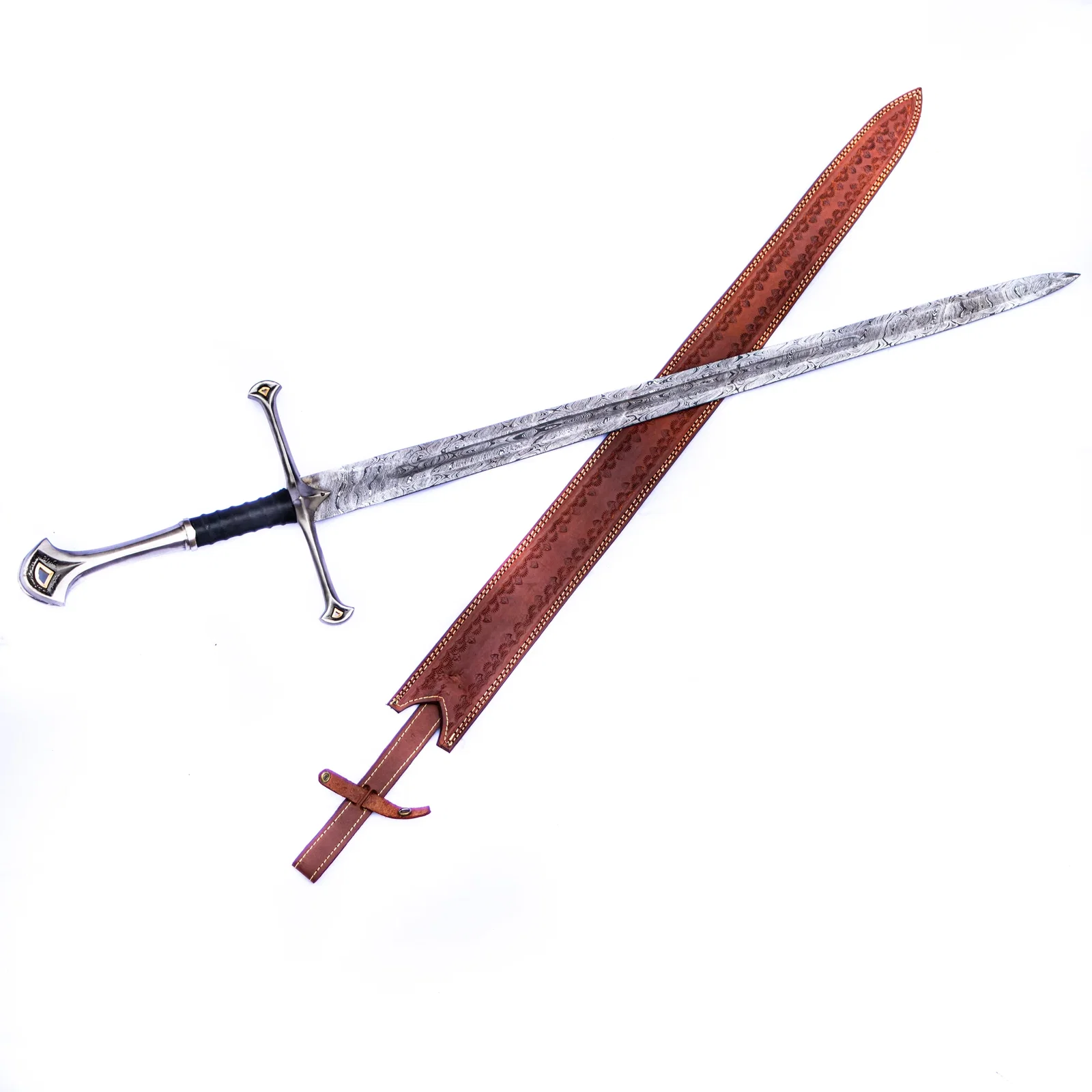 Image of Zweihänder Sword- Two Handed Longsword - High Carbon Damascus Steel - 45"