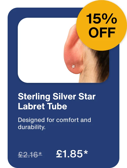 15% OFF Sterling Silver Star Labret Tube