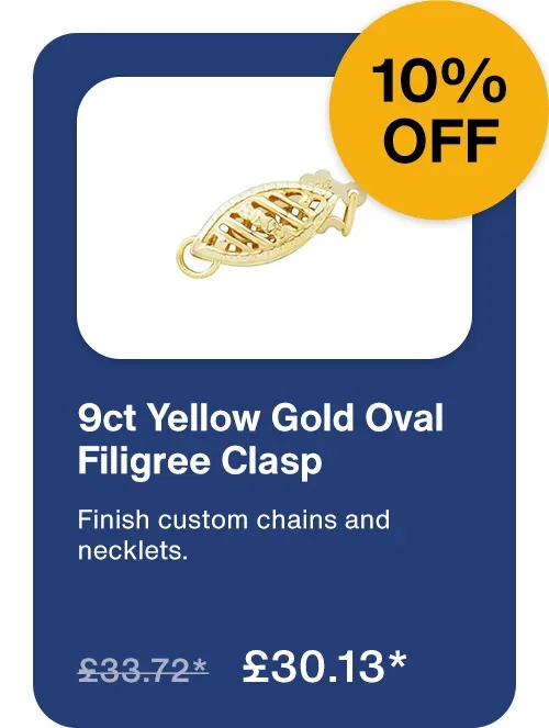 10% OFF 9ct Yellow Gold Oval Filigree Clasp