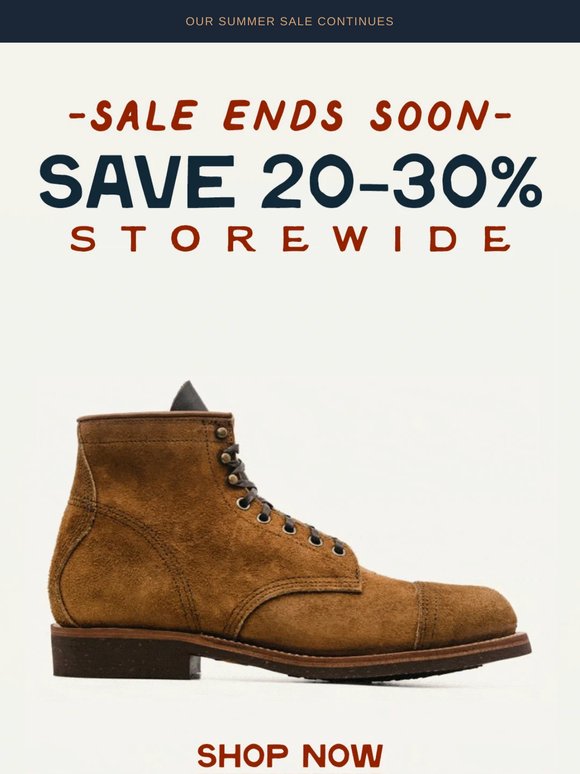 Save 20–30% on Boots, Mocs, and Everything Else