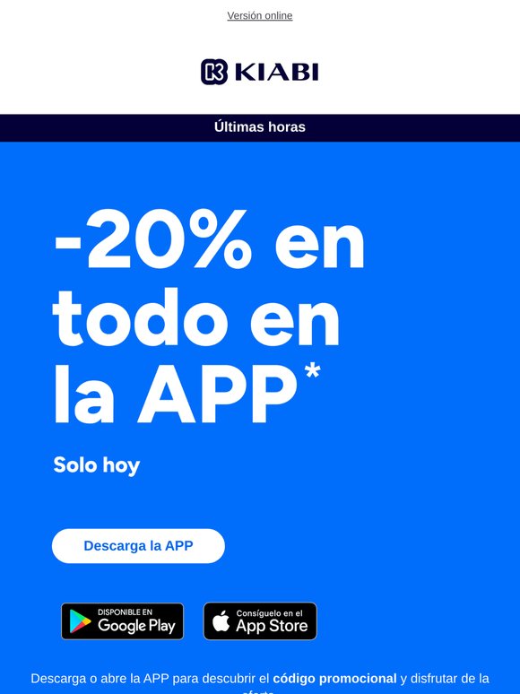 Últimas horas: -20% en la APP 🚨