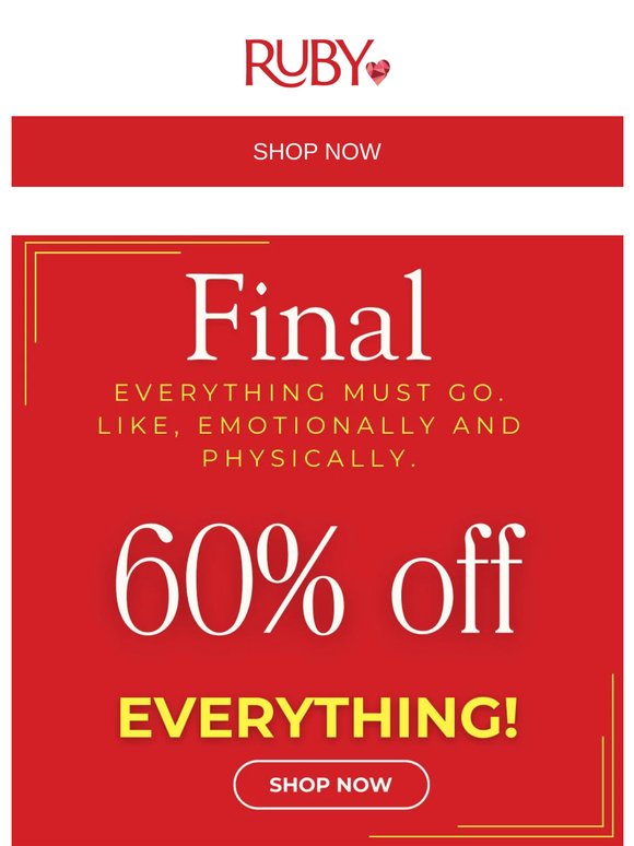 60% OFF E-V-E-R-Y-T-H-I-N-G❤️