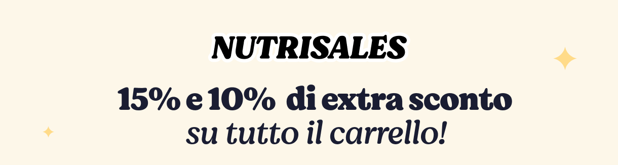 NutriSales promotion banner: 15% and 10% extra discount on your entire basket