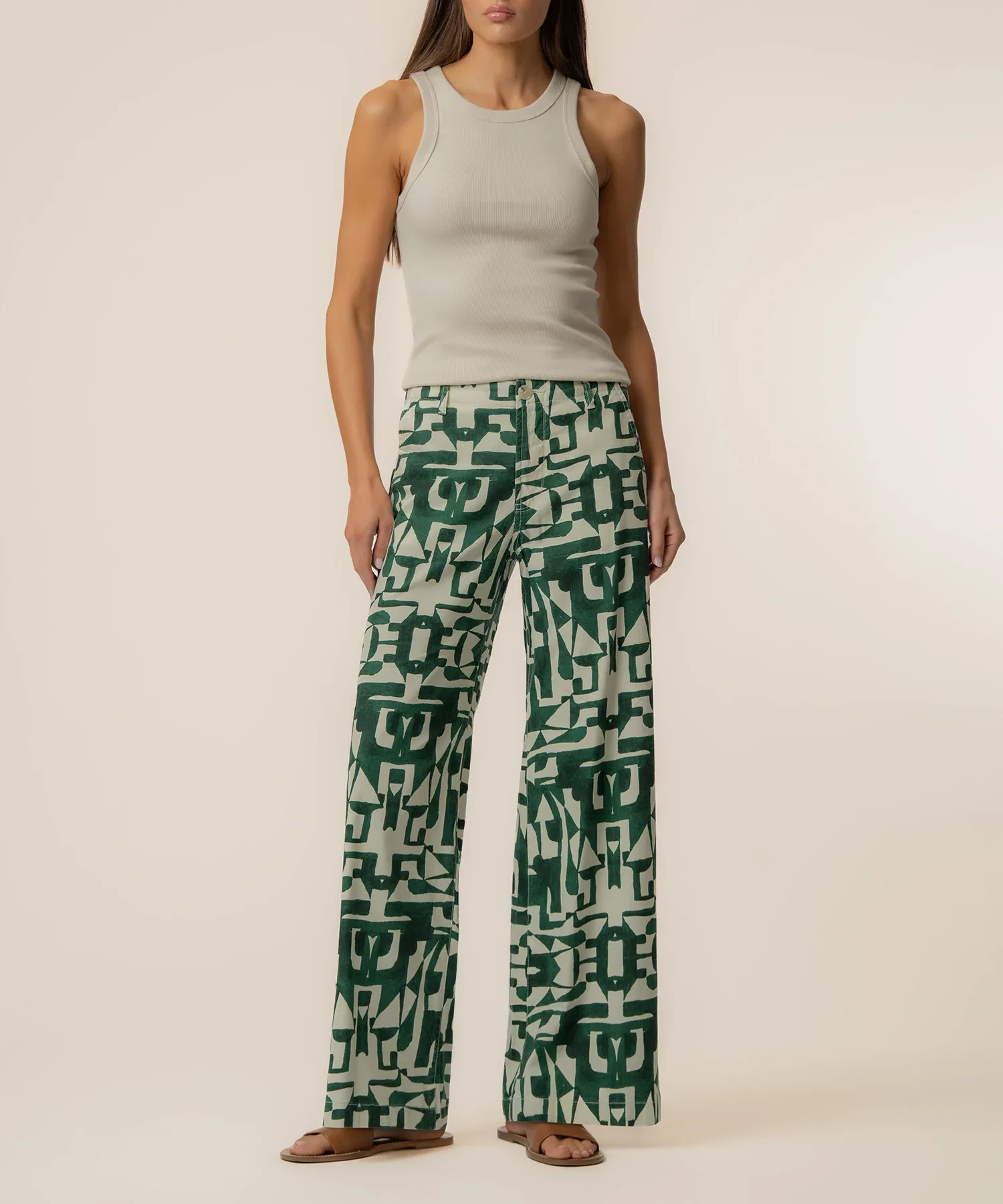 Image of Meg Linen Wide Leg Pant in Forest Olive