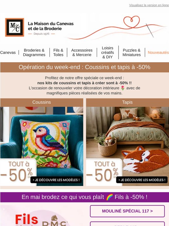 🌈Promo créative : kits & fils DMC à -50%