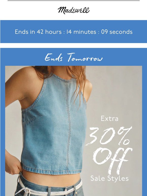 ENDS TOMORROW: extra 30% off sale