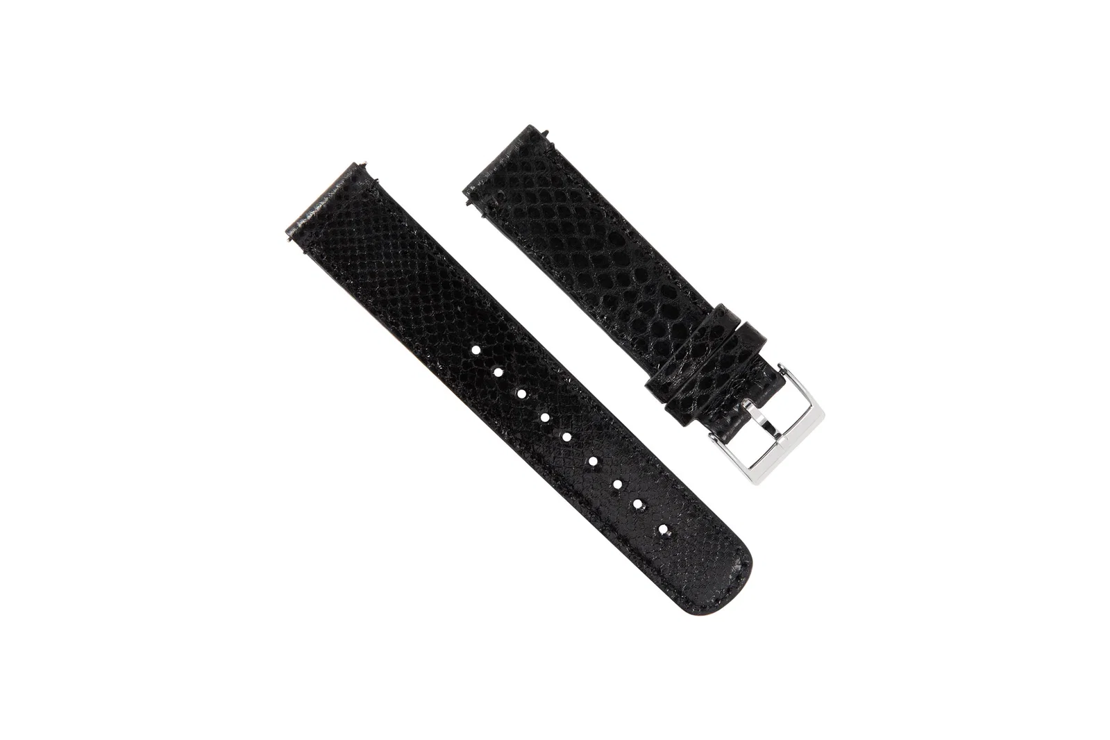 Image of Genuine Snakeskin Black Leather Watch Band, Crafted in the USA