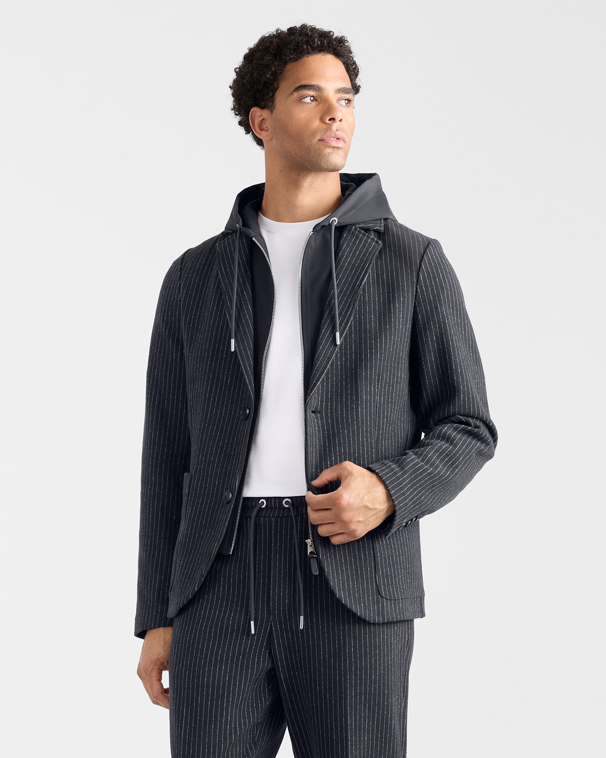 WELLS-K 2-in-1 Brushed Knit Blazer With Removable Bib for Men