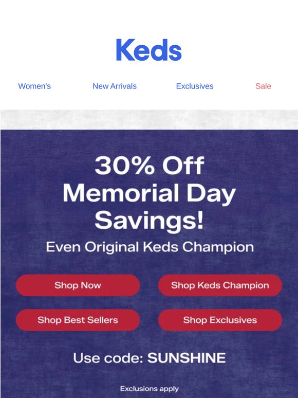 Go‑to styles, 30% Off with Memorial Day Savings!