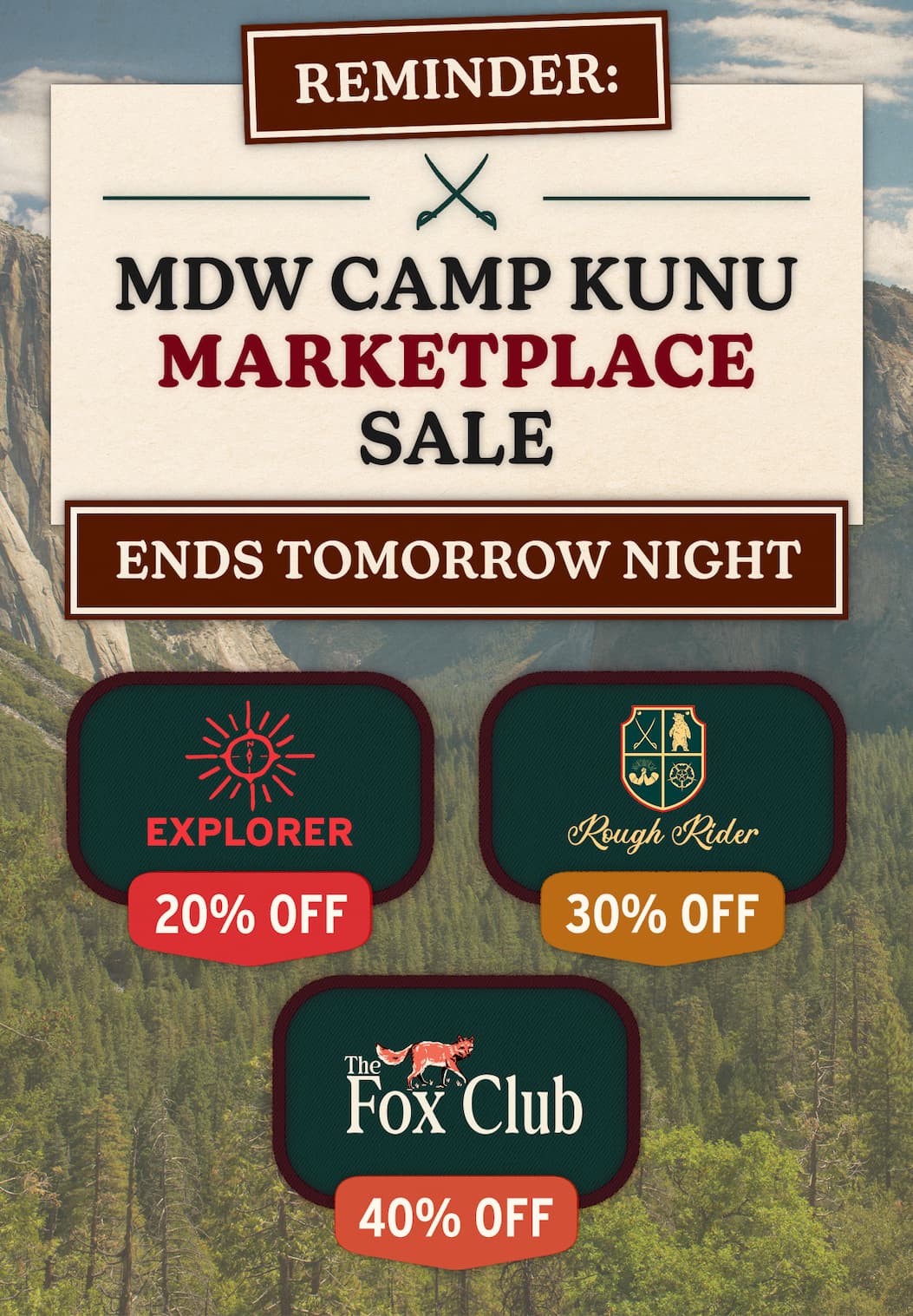 Reminder Camp Kunu Marketplace Sale Ends Tomorrow Night