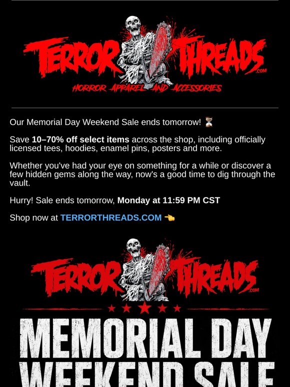 Memorial Day Weekend Sale Ends Tomorrow ⌛