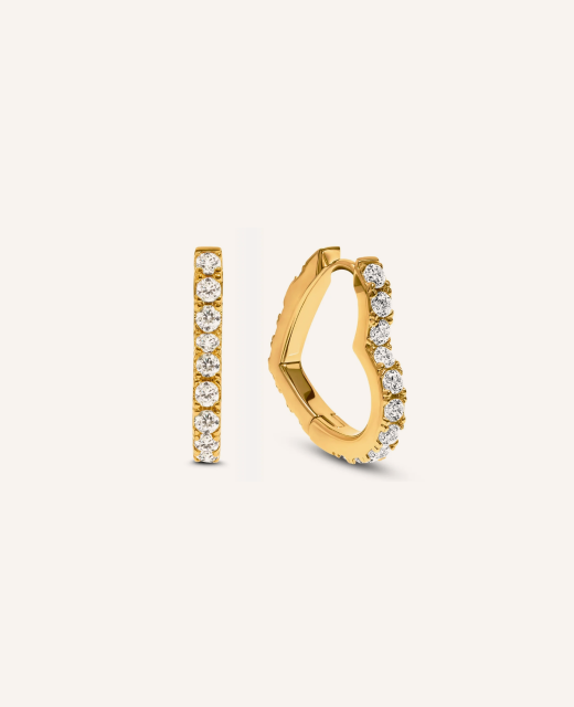 Pavé Heart Hoops (Gold)