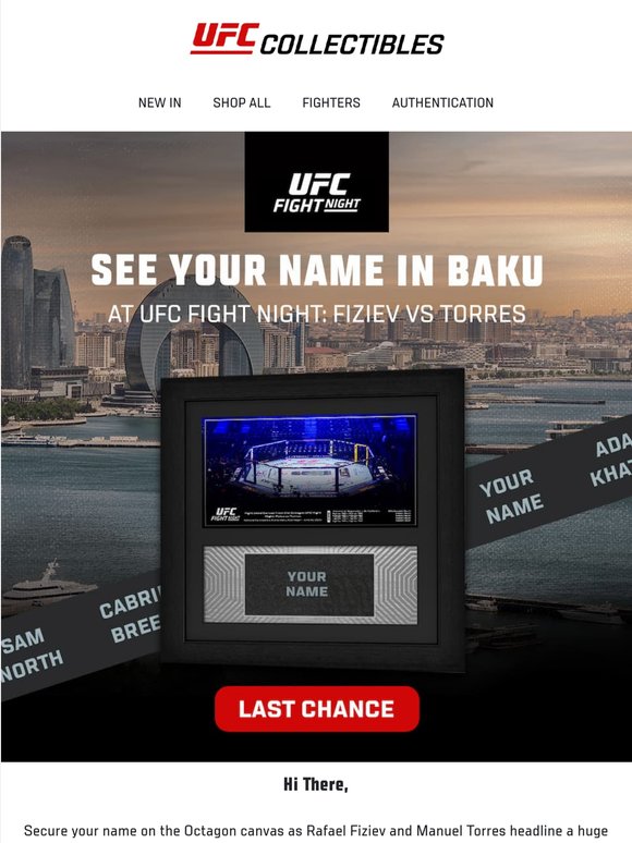 Don’t miss UFC Baku Name on Canvas