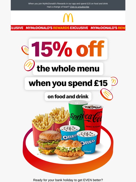 Get 15% off the whole menu… any day this week 😎