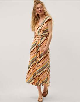Tola Stripe Jersey Midi Dress Pink