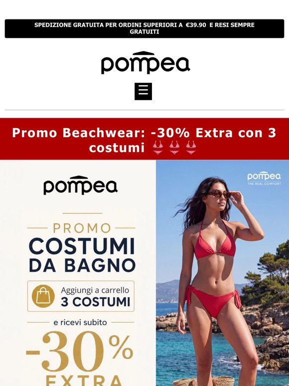 Promo Beachwear: -30% Extra con 3 costumi 👙