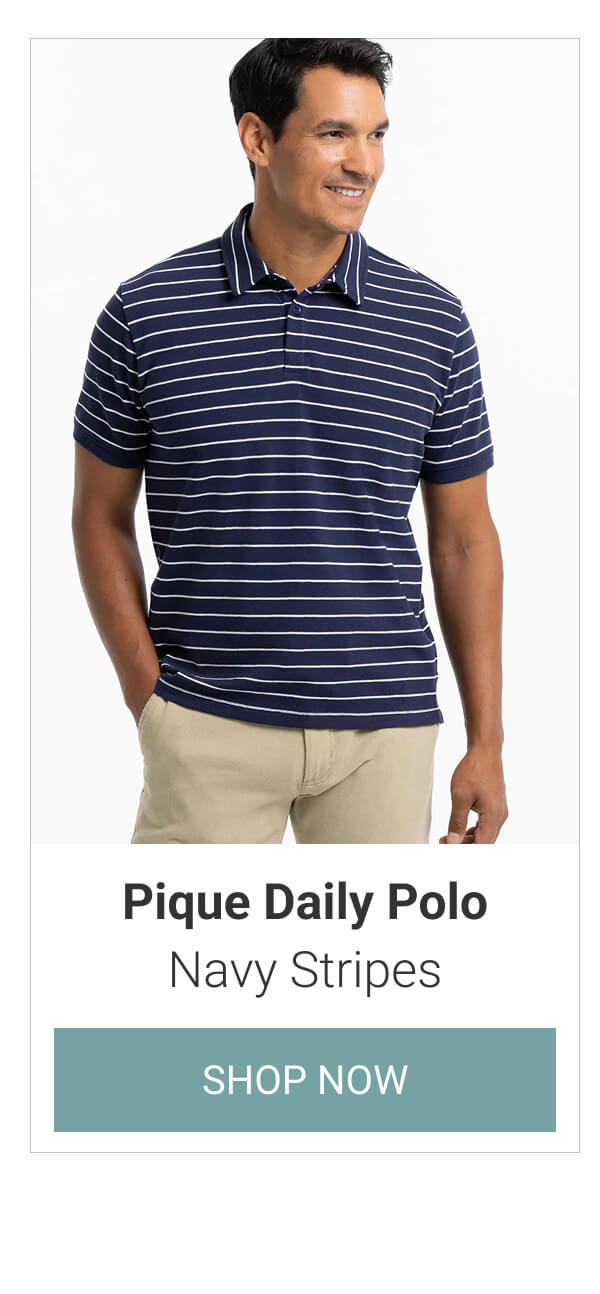 Navy Stripes Pique Daily Polo