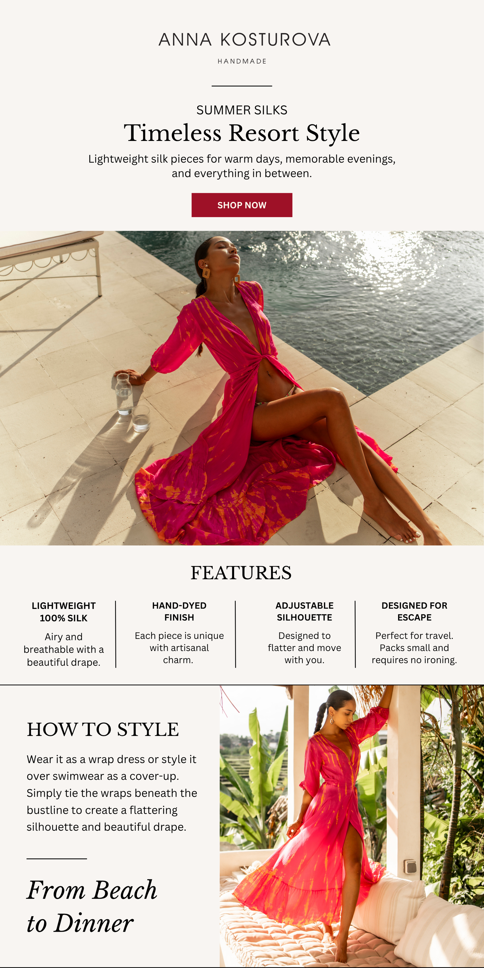 Silk Billowy Sleeve Midi Wrap Dress
