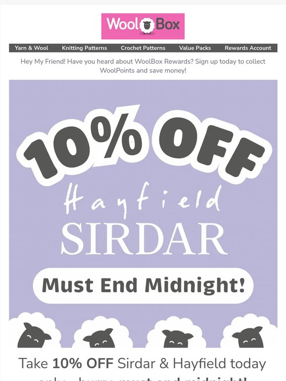 Take 10% Off Sirdar & Hayfield Until Midnight!