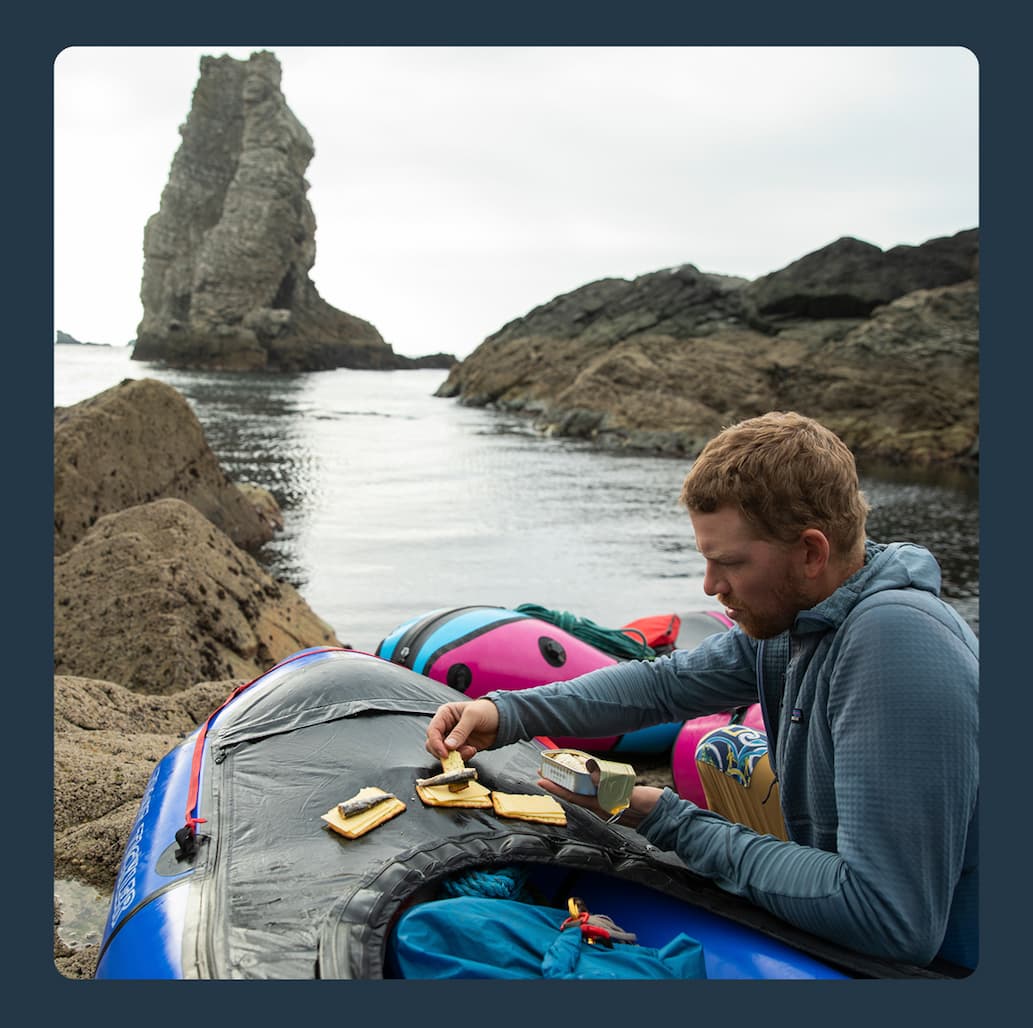 A tinned fish and crackers snack at An Port, County Donegal, Ireland