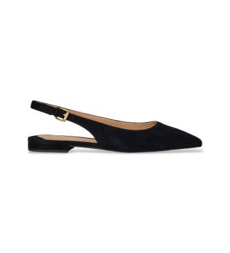 Zapato destalonado plano Londyn de ante negro