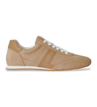 Zapatillas Dani de ante y piel beige