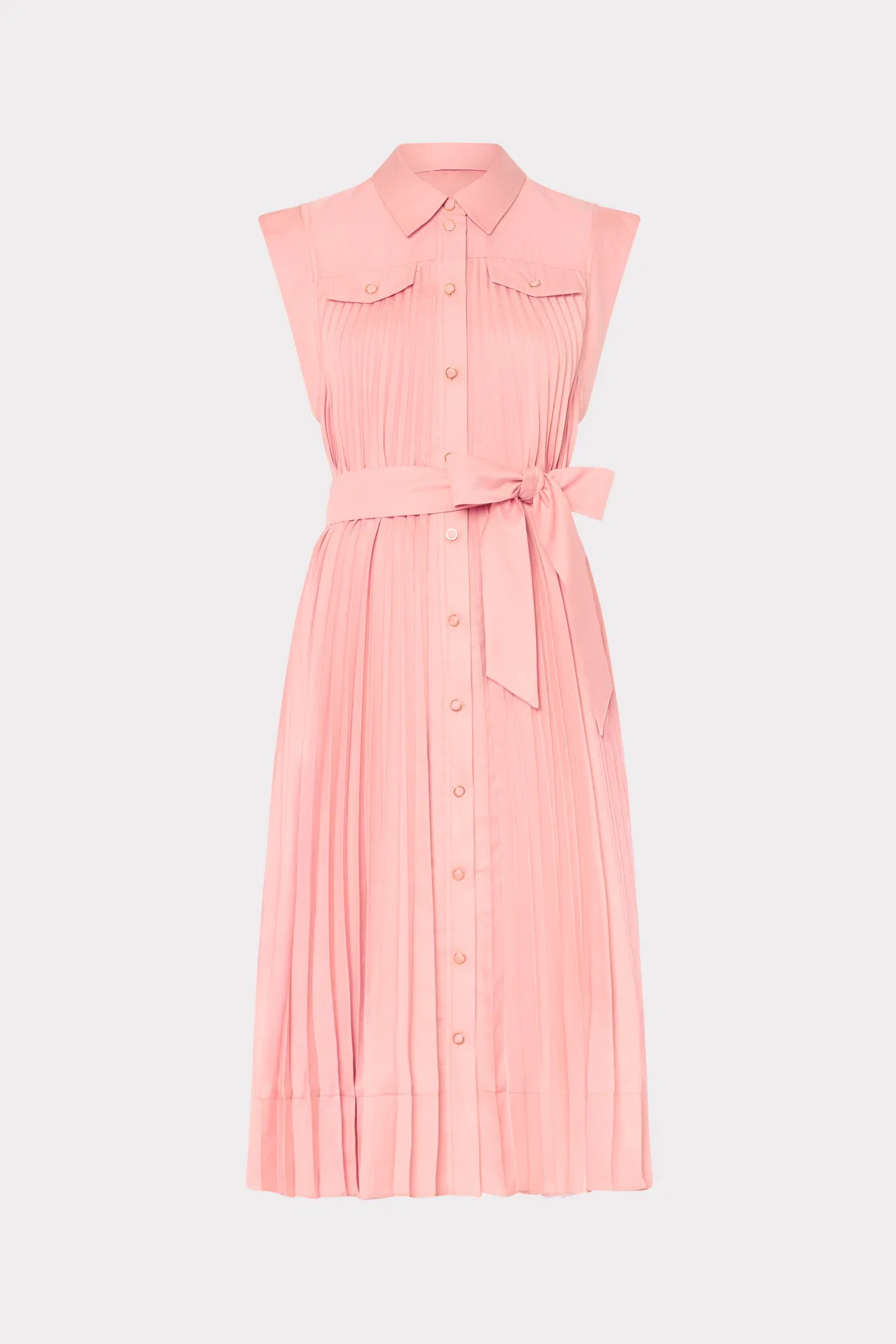 Image of Johanna Pleated Twill Midi Dress