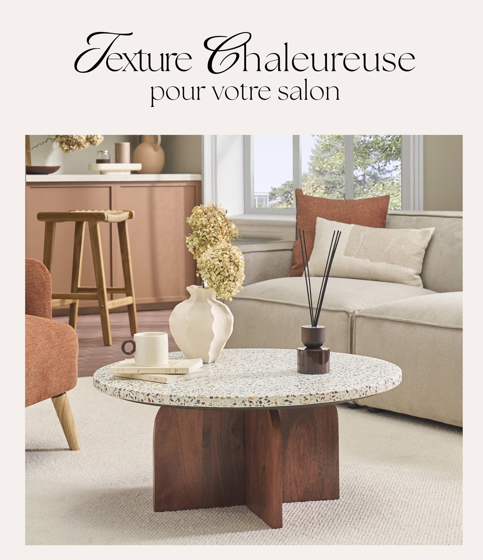 Texture chaleureuse pour votre salon