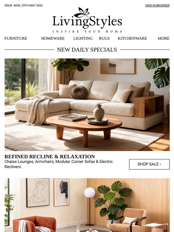 Chaise Lounges, Armchairs, Modular Corner Sofas & Electric Recliners, Suede Square Tub Chairs, Microfiber Leather Curved Sofas & Footstools, Coastal..