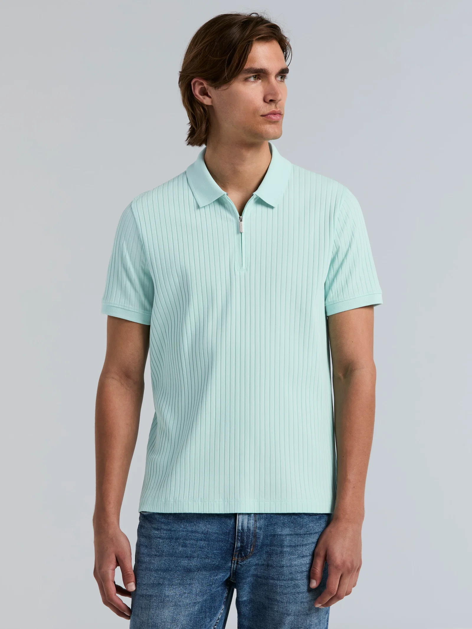 Quarter Zip Ribbed Polo