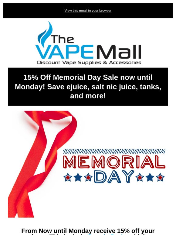 15% Off Site-Wide: Memorial Day Special 🎈