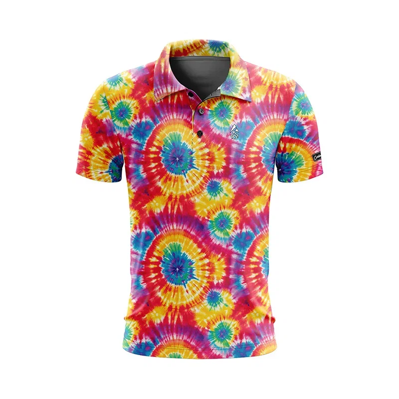 Image of CoolWick Tie Dye Everyday Button Polo