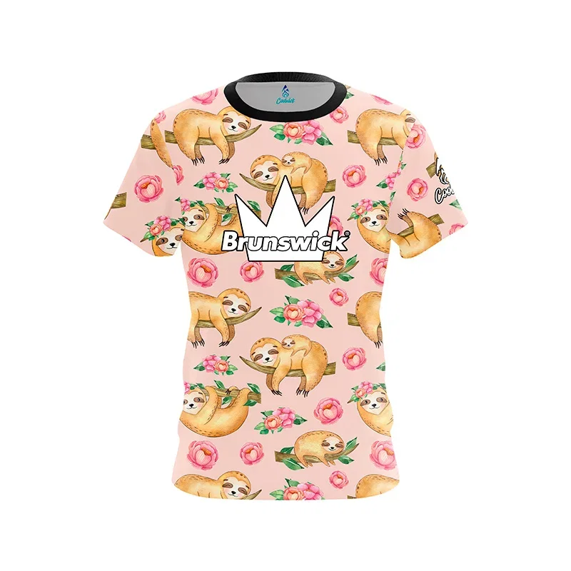 Image of Flowery Sloths CoolWick Bowling Jersey - Brunswick