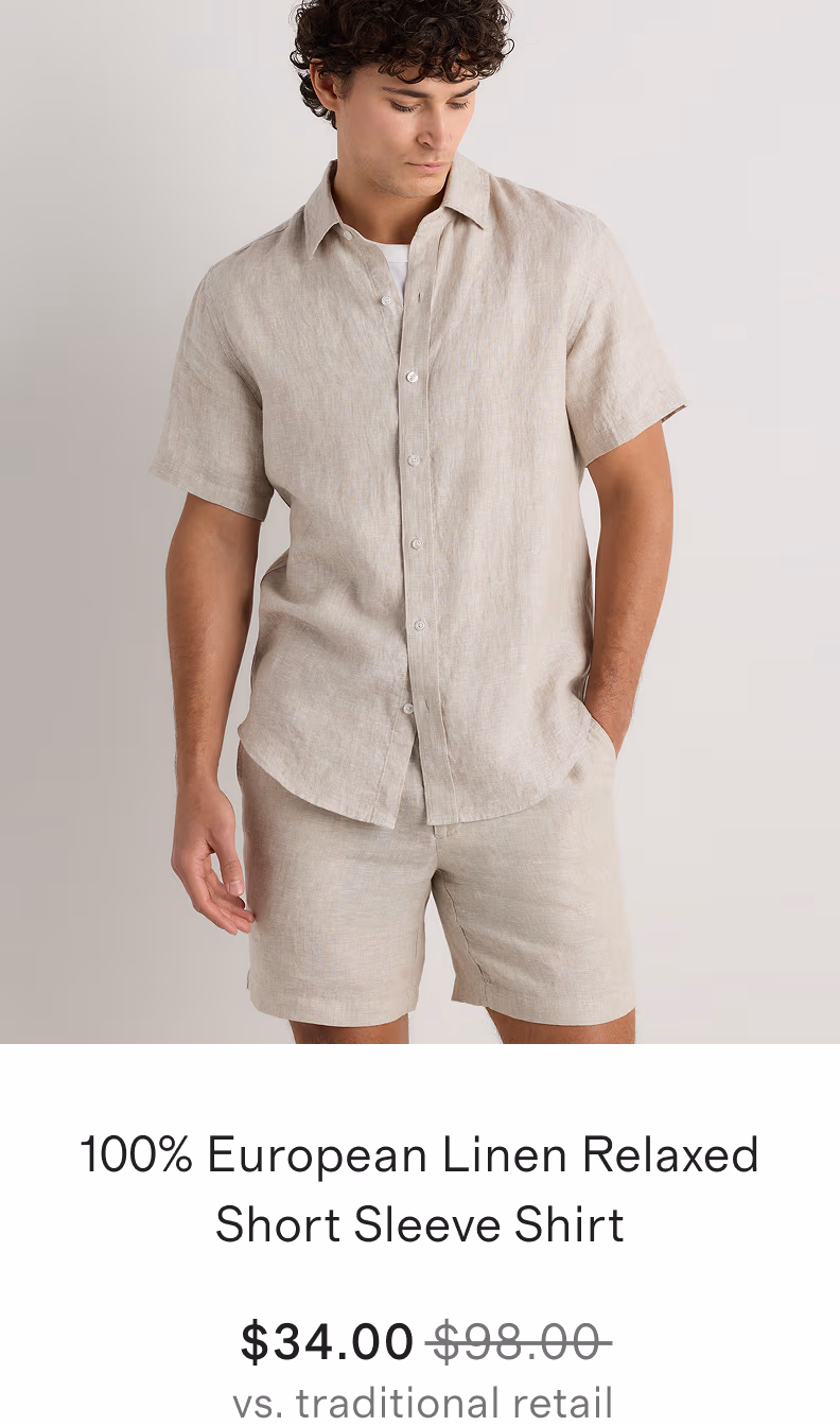 100% European Linen Relaxed Short Sleeve Shirt