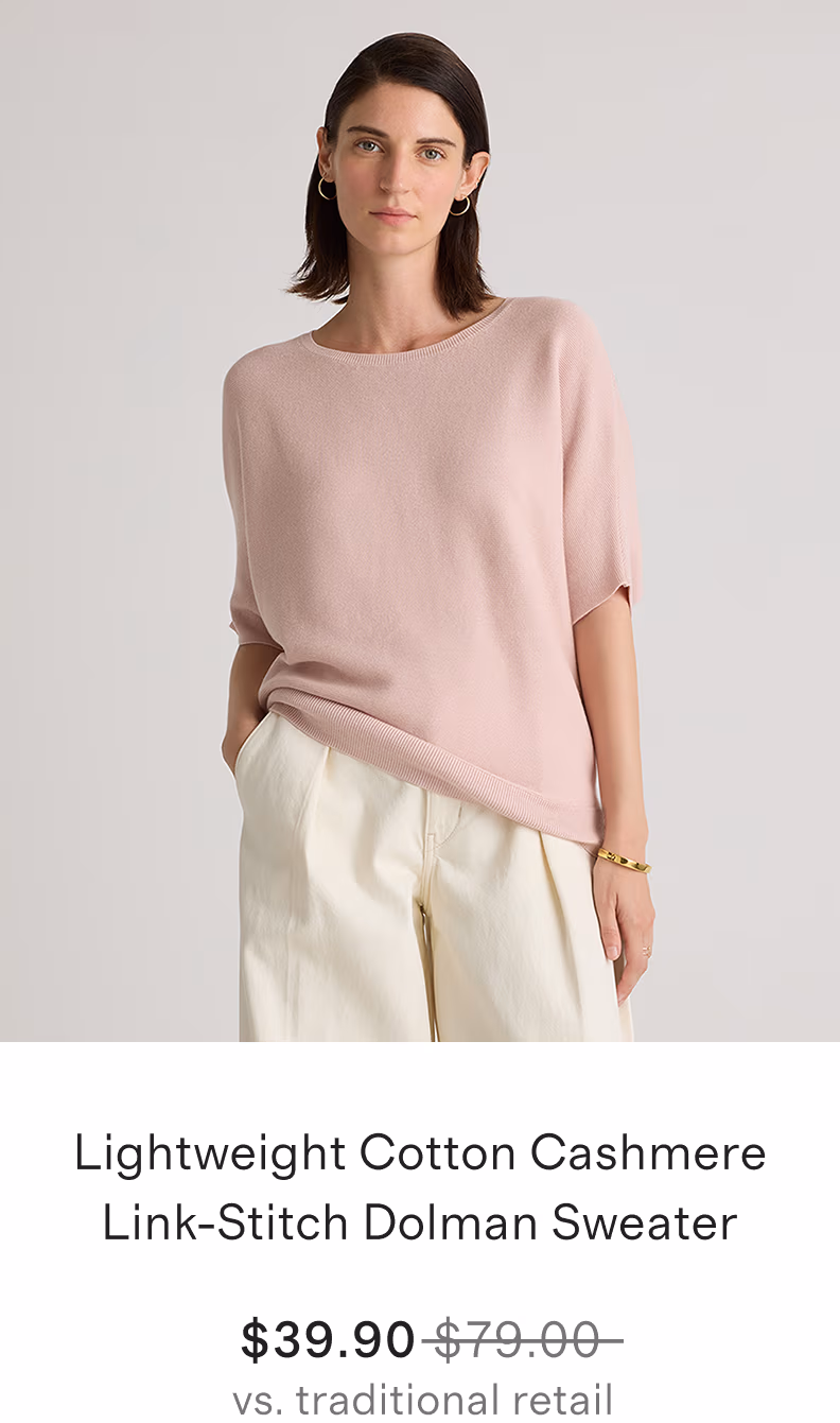 Lightweight Cotton Cashmere Link-Stitch Dolman Sweater 