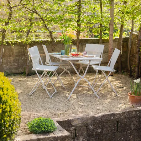 Seigle White Balcony Table and Four Chairs Set
