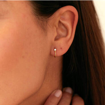 Diamond Style Lobe Hoop Stud Earrings