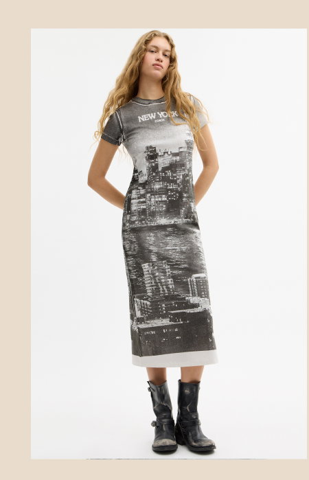 Postcard Graphic T-Shirt Dress In Organic Cotton