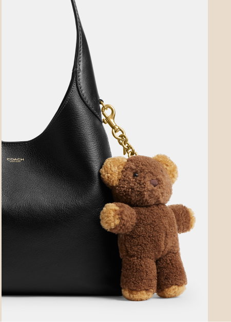 Teddy Bear Bag Charm In Shearling Brass/Multi