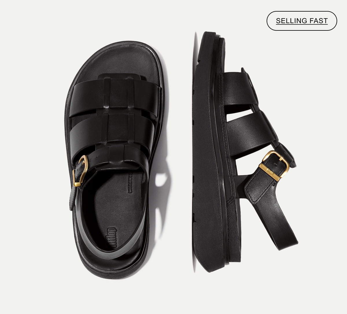 GEN-FF Leather Fisherman Sandals All Black