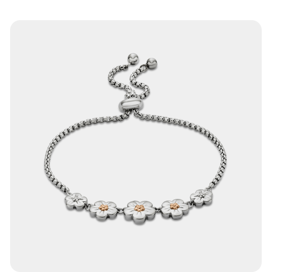 Nature's Wonder Sterling Silver Forget-Me-Not Adjustable Bracelet