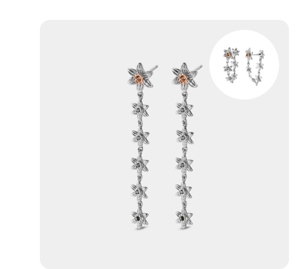 Nature's Wonder Sterling Silver Daffodil Drop-Hoop Earrings