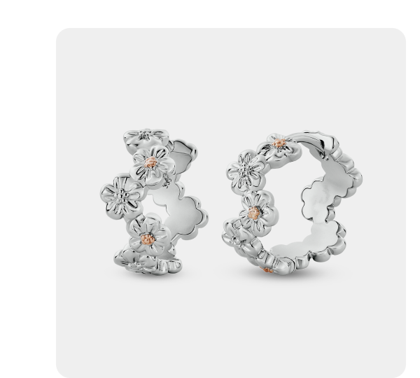 Nature's Wonder Sterling Silver Forget-Me-Not Huggie Hoop Earrings