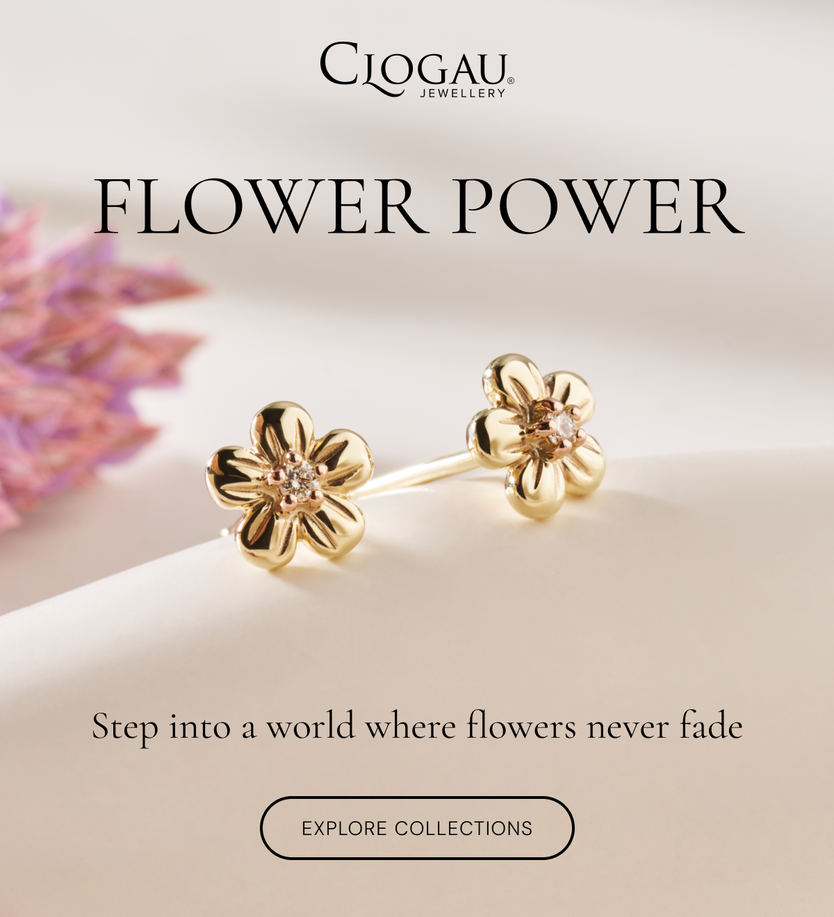 Nature's Wonder 9ct Solid Gold Forget-Me-Not Stud Earrings with Diamonds