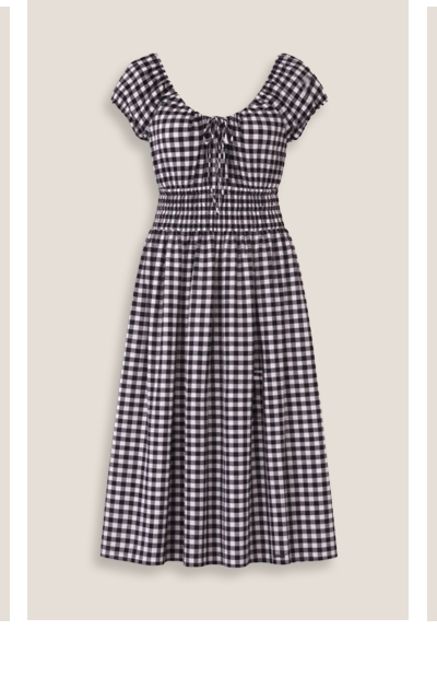 Emily Linen Gingham Midi Dress