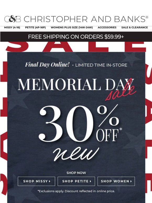 This Is IT! Memorial Day Deals End TODAY Online