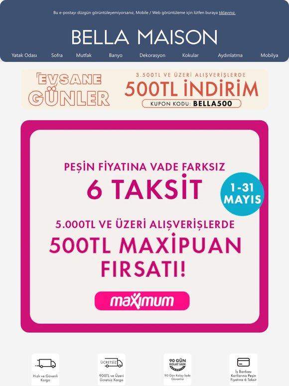 📣500 TL MAXİPUAN📣 Bayram'a Özel 6 Taksit Fırsatıyla!