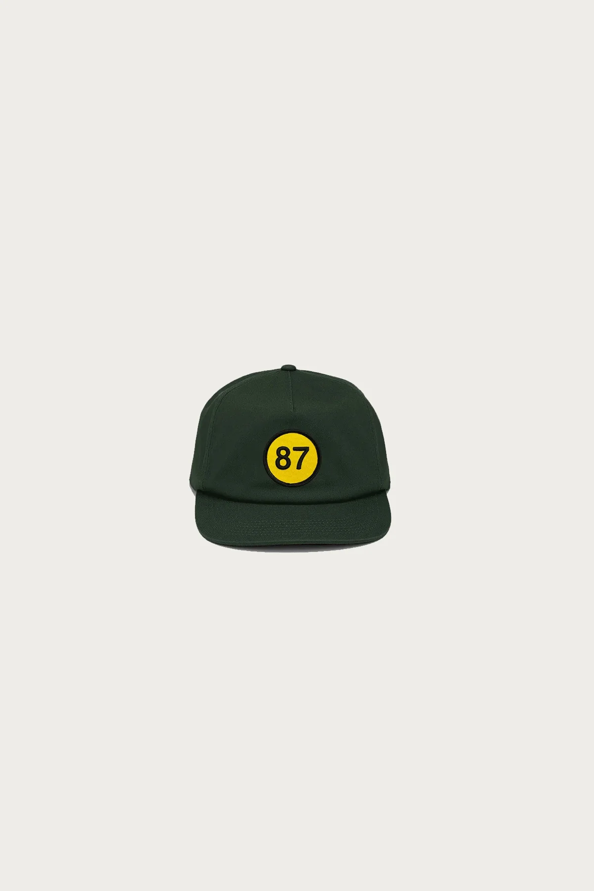 Image of 87 Five Panel Hat - Green with Yellow Patch