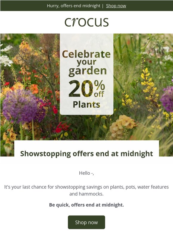 Showstopping garden offers end midnight ⏰